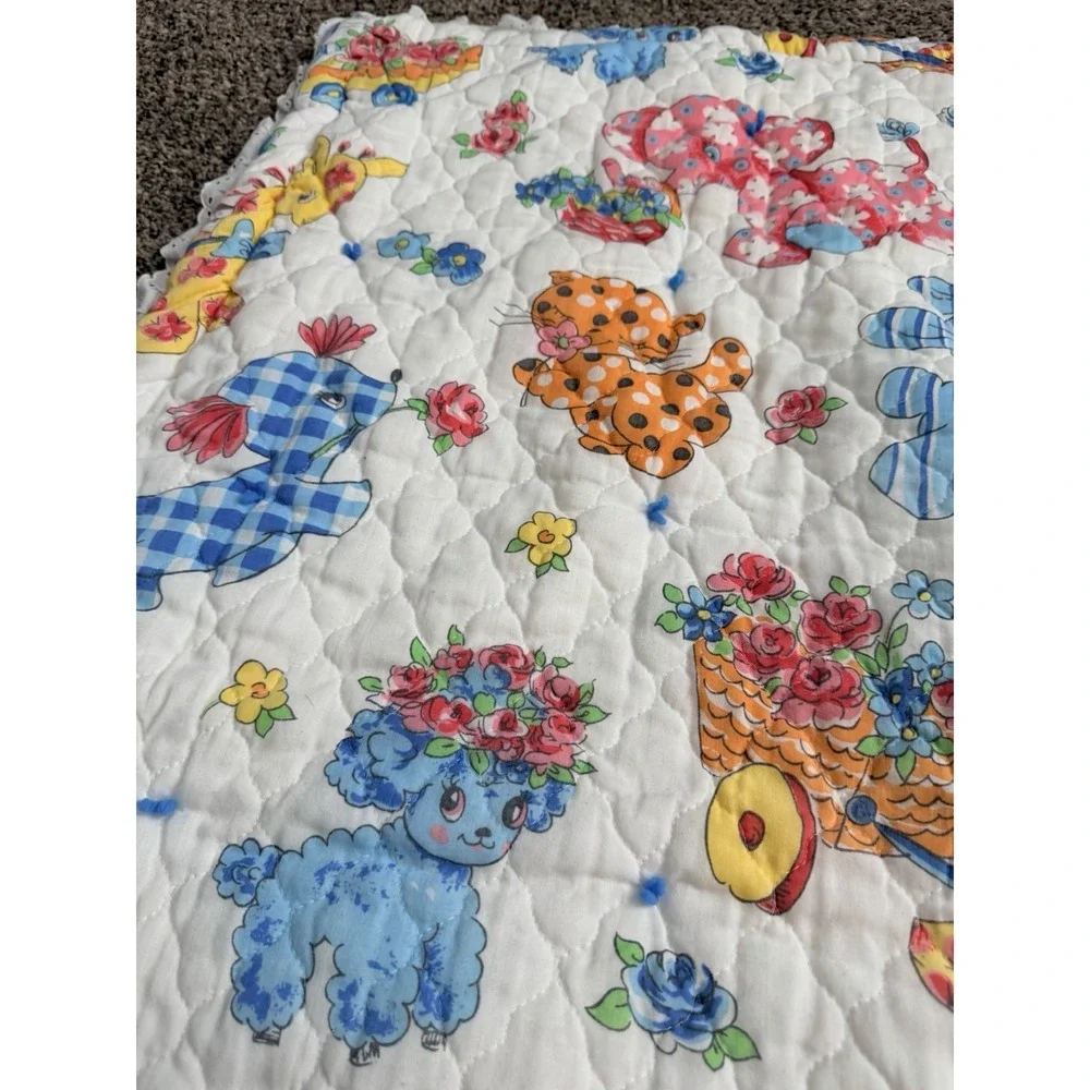 Vintage Baby Crib Quilt Blanket 48 X 26